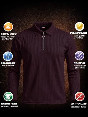 Image of fanideaz Premium Brand Zipper T Shirts for Men Elegant Collar Styles Trendy Polo Fashion Range for Casual Wear Party Textured Fabric Comfortable Fit Stylish Modern Outfit