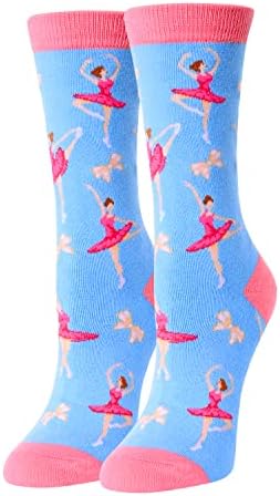 HAPPYPOP Women's Crazy Silly Funny Teen Gifts Book Lovers Socks, Dance Blue, Medium