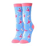 HAPPYPOP Women's Crazy Silly Funny Teen Gifts Book Lovers Socks, Dance Blue, Medium