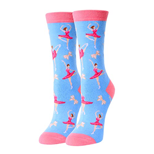 Happypop Women's Crazy Silly Funny Teen Gifts Book Lovers Socks, Dance Blue, Medium #TOP18