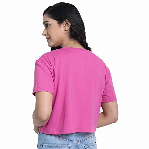Image of JUNEBERRY Women's Cotton Half Sleeve Crop Top(JB 117 Pink L Magenta Large)