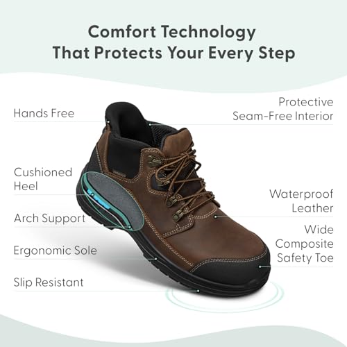 Orthofeet Men's Orthopedic Hands-Free Slip On Work Boots Graphite3