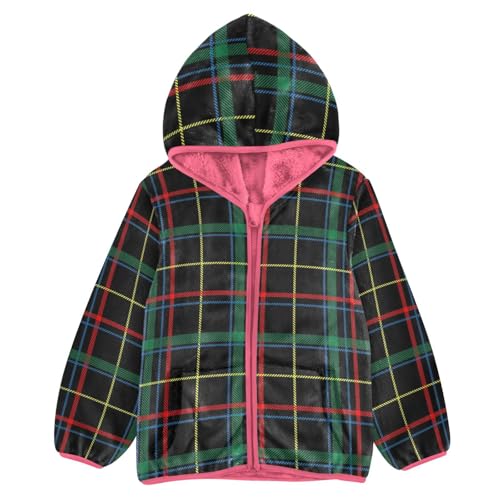 GuoChe Plaid Scotland Dark Green Boys Fall Fleece Jacket