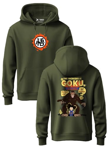 Image of XENOVAURBAN Anime Hoodie | Unisex Fit Cotton Fleece | Graphic Printed Pullover Hooded Sweatshirt - HOPU-FB-DBZ-OLV-XL