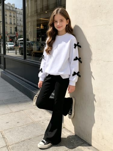 Image of Girls Outfits 2 Piece Long Sleeve Butterfly Sweatshirt and Pants Fall Clothing Set Size 7-14 Years