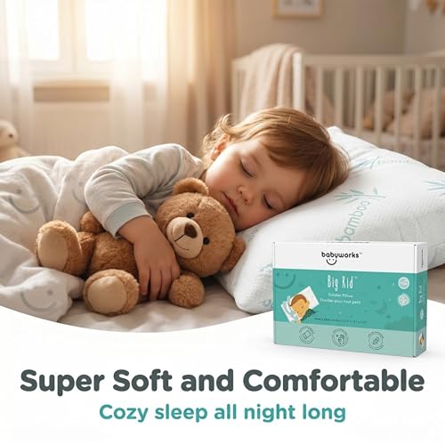 Baby Works Toddler Pillow - Soft, Supportive and Breathable Memory Foam with Hypoallergenic Bamboo Cover, Chiropractor Recommended, Washable and Removable Cover, Perfect for Cribs, Ages 12m+ by Baby Works - Image 6