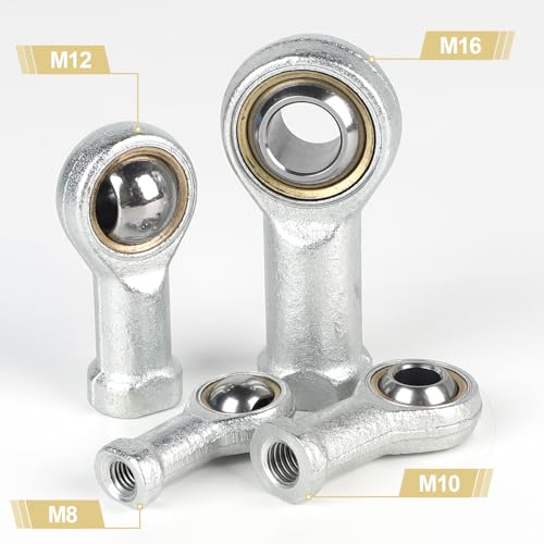EFUTURETIME 4pcs Gelenkkopf Gelenklager M12, Gelenkkopf Lager mit Rechtsgewinde aus Lagerstahl, Sphärische Gleitstangenenden SI12T/KM(PT) zum Verschiedene Mechanische Geräte