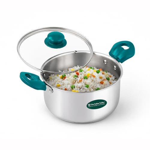 The Indus Valley Stainless Steel Impact Bonded Casserole 2.7 litres | 3-Layer Thick Bottom| Healthy & Toxin-Free | Fast& Even Heating | Stay-Cool Handle | Induction Friendly| Easy to Clean