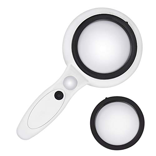 Lampe-loupe portative à LED, Loupe de Color You Magnifying pour la lecture, les loisirs, à piles (non incluse) (3 lentilles (2.5X / 5X / 12X))
