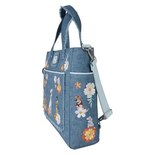 Image of Loungefly Disney Dogs & Cats Faux Denim Convertible Tote Bag with Coin Bag