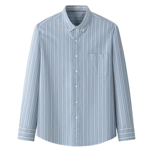 Chemise homme rayée anti-plis en coton respirant coupe slim