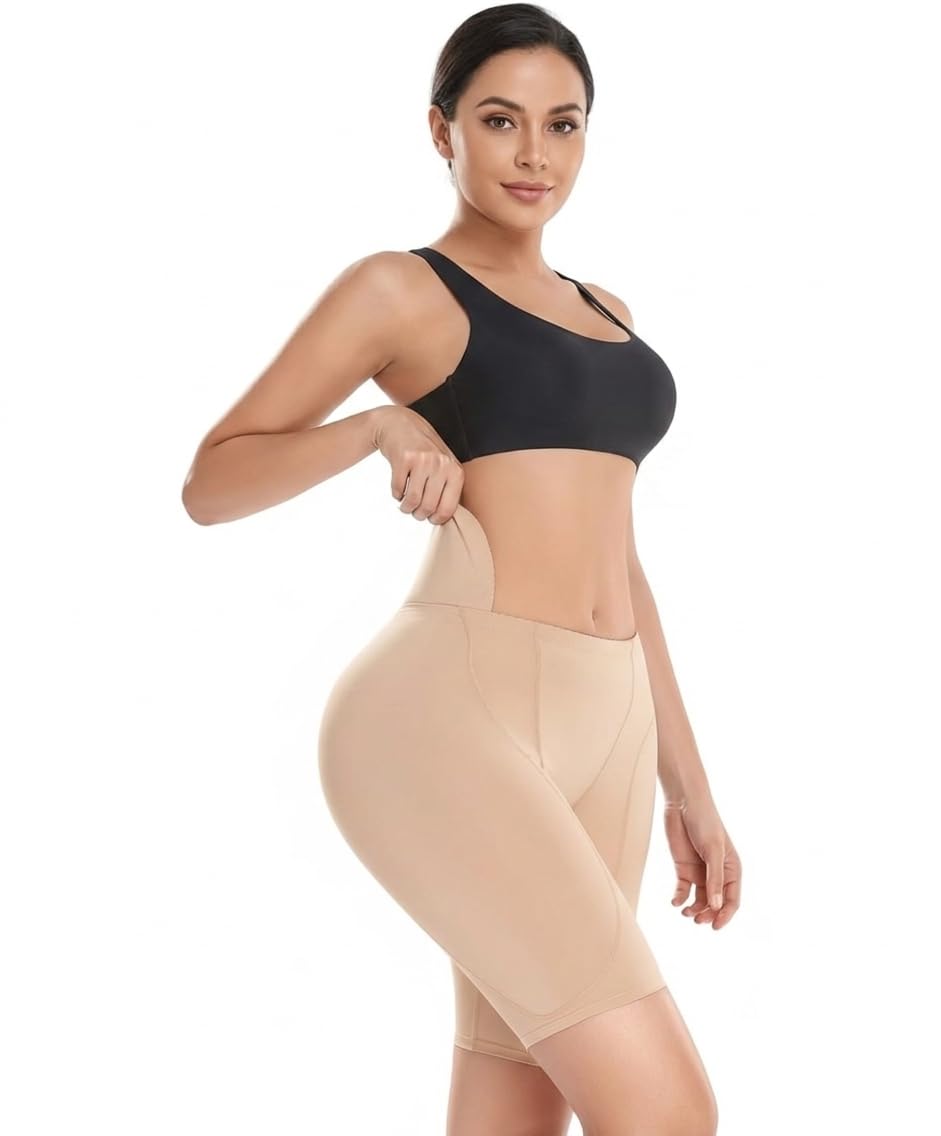 Women's Mid-Waist Thigh Shaper and Enhancer, Removable Padded Body Sculpting Panty-image-7