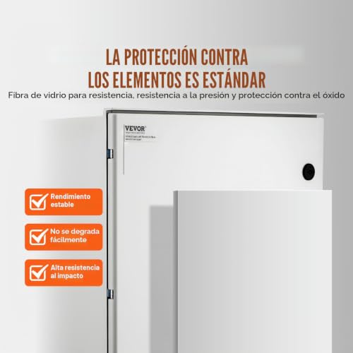 Miniatura 3 de Vevor Caja Nema 50 X 40 X 20 Cm Caja Eléctrica De Acero De Fibra De Vidrio Caja De Conexiones Con Bisagras Ip66 Impermeable Y A Prueba De Polvo Para Uso En Interiores Y Exteriores Con Placa De Montaje