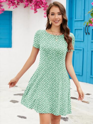 Image of KORSIS Summer Women's Dress Casual T-Shirt Short Sleeve Dresses Swing Flowy Beach Vacation Work Sundress with Pockets