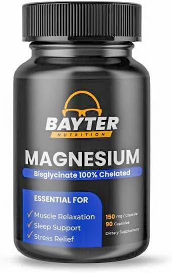 Magnesium Bisglycinate Extra Strength 100% Chelated for High Absorption to Support Restful Sleep and Muscle Relaxation, 90 Capsules