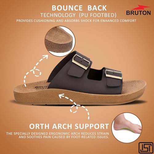 Image of BRUTON Stylish Eco-Friendly Slippers Light-Weight Slipper for Men (FLP-1113-TAN /BRWN-10 PT)