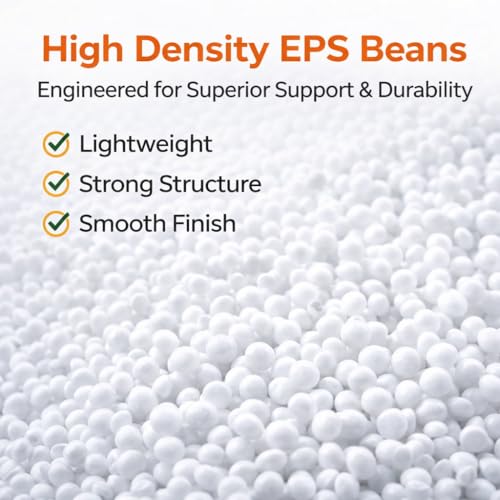 Image of SATTVA Bean Bag Refill Pack 3 KG for Bean Bag, Sofa, Pouffes | High Density Beans Fillers for Bean Bags | (White) (Sold only for Bean Bag Refilling Purposes, not to be Used Loose in Any Other Form)