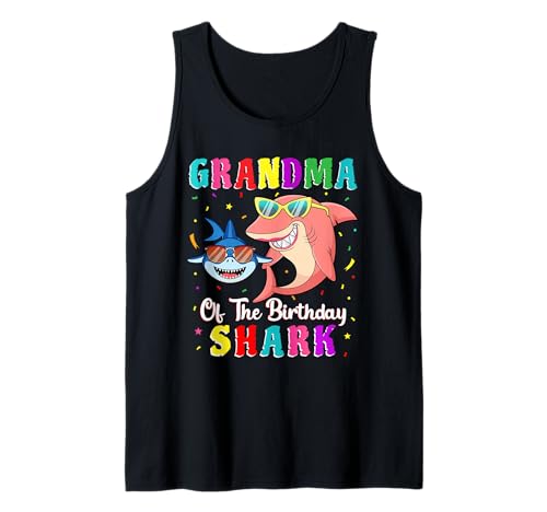 Grandma Of The Shark Birthday Family Birthday Grandson Tank Top