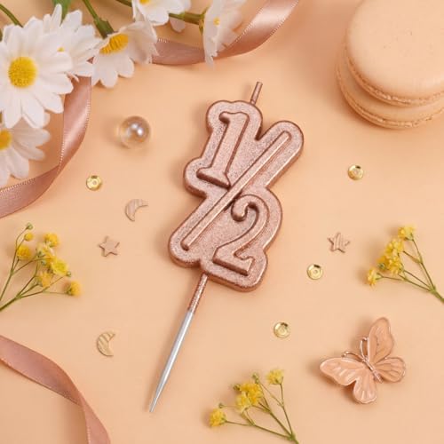 BBTO Half Birthday Candle 1/2 Year Old Cake Topper for Baby's Half Year Old Birthday Anniversary Celebration Party Decorations(Rose Gold) - Thumbnail 4