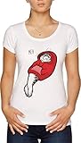 Impreso en la UE Encapuchado Sello Camiseta Mujer Blanco