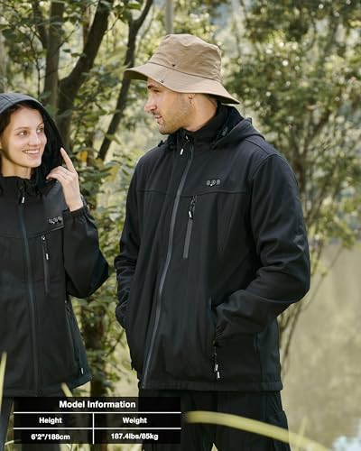 Image of ARRIS Men`s Heated Jacket, Electric Heating Coat with 7.4V Battery and Detachable Hood - Waterproof, 8 Heating Areas
