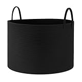 Laundry Basket 83L Wicker Basket 55*35*55cm Foldable Washing Baskets with Sturdy Handles Storage for Clothes Bedding for Blankets Toys Clothes Shoes Plant Organizer Bin Living Room Home Decor(Black) - Image 1