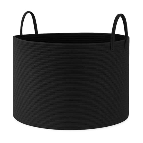 Laundry Basket 83L Wicker Basket 55*35*55cm Foldable Washing Baskets with Sturdy Handles Storage for Clothes Bedding for Blankets Toys Clothes Shoes Plant Organizer Bin Living Room Home Decor(Black)