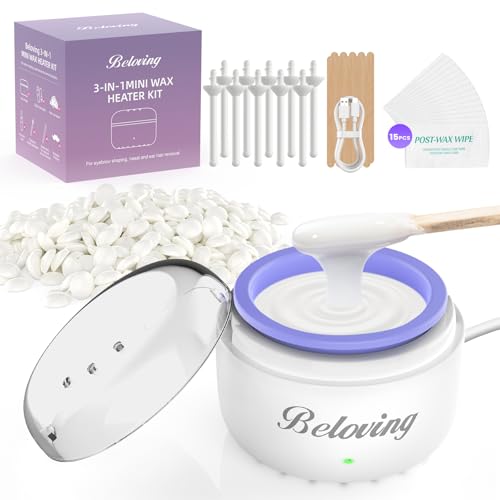 Nose Wax Kit Men, Portable Wax Warmer for Hair Removal with 100g Beads, 10 Applicators, 10 Nose Sticks, Mini Ear Eyebrow Waxing Kit for Women, At Home Hair Removal Machine for Face -White