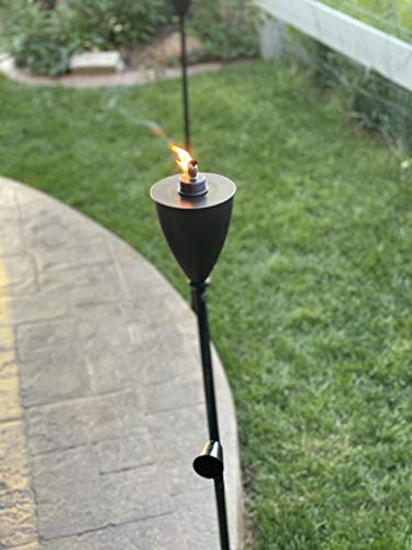BIRDROCK HOME Outdoor Torches - Durable Construction, Modern Design, Weather Resistant, Citronella Oil Compatible, Ideal for Backyards, Patios, Pathways - Conical Bronze, 4 Pack - Thumbnail 6