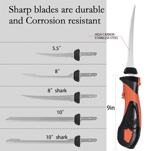 image for Pratuor Cordless Electric Fillet Knife - 5 Ti-Nitride Coated Non-Stick