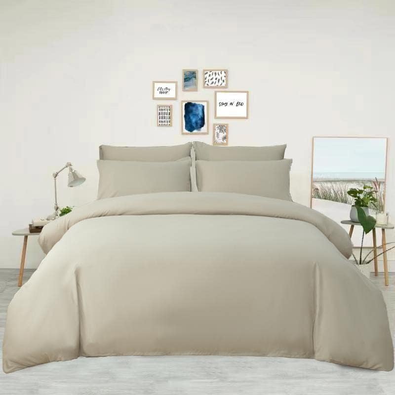 Brentfords Plain Dye Duvet Cover with Pillowcase Reversible Quilt Bedding Set, Blush Pink Grey - Superking