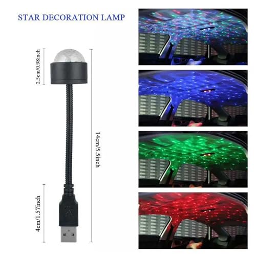 Image of USB Star Night Light Projector and Mini Disco Ball Light, Adjustable AUTO ROOF Interior CAR Ceiling Lights, Flexible Atmosphere Strobe Light Decorations for Bedroom CAR Party Ceiling
