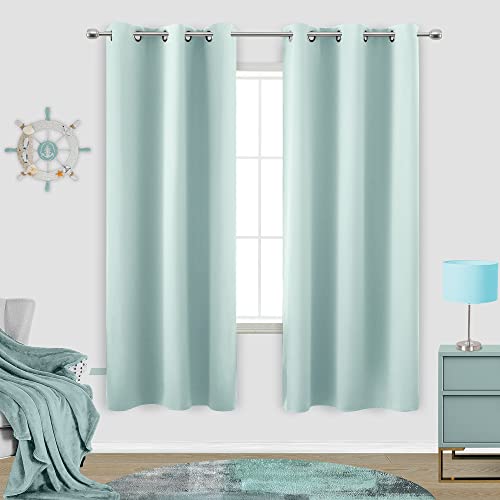 Image of KOUFALL Aqua Colored Window Curtains Bedroom 2 Panels 72 Inch Length Blackout Blinds Mint Green Seafoam Curtains for Living Room Infant Boy Teen Decor 42 x 72 Inches Long