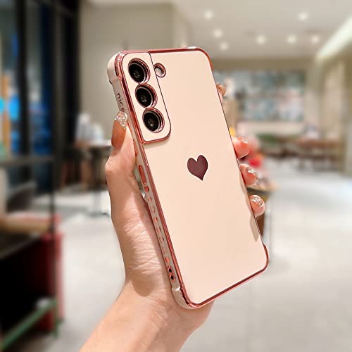 Coque luxe Samsung S21 Ultra ornée de cœurs dorés et placage élégant