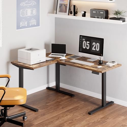 Image of SANODESK 63Inch L-Shaped Electric Standing Desk Motorized Corner Desk