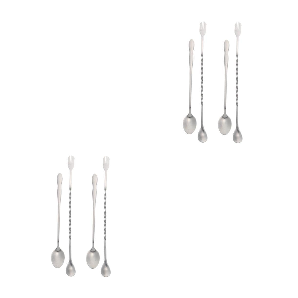 GLEAVI 2 Sätze Teiliges Rührlöffel Für Cocktails Praktische Mischlöffel Für Getränke Desserts Und Milchtee Spülmaschinenfest Für Zuhause Und Partys 4 Stücke * 2