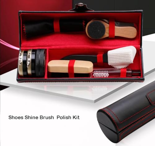 Kit de pulido para zapatos – Juego profesional para el cuidado de los zapatos, kit para pulir zapatos y botas de piel | Incluye cepillos de pulido y paño de limpieza, ideales compactos y portátiles - imagen 3