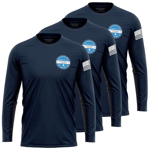 3 Pack Custom Dry Fit Long Sleeve Shirts for Men, Add Your Custom Logo Front & Back Printing, Moisture Wicking Sun Protection UV Workwear T-Shirts Black3