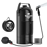 Tadomoe 20l Douche Solaire Camping avec Pompe à air à Pied et Tuyau de 2m, Douche Portable avec Sac de Rangement et Pommeau   Douche Nomade pour Camping, Randonnée, Plage, Chien et Jardin
