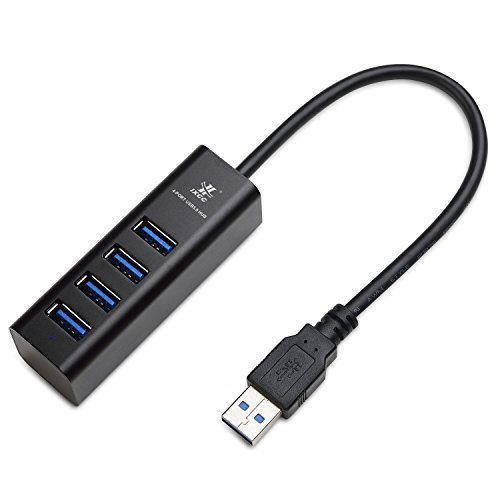 iXCC Aluminum 4 Port Compact Portable High Speed USB 3.0 Data Hub for Windows, Mac OS, Linux - Black