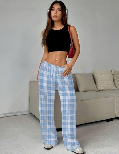 Image of Ekouaer Women Pajama Pants Comfy Pj Bottom with Pockets Stretch Plaid Sleepwear