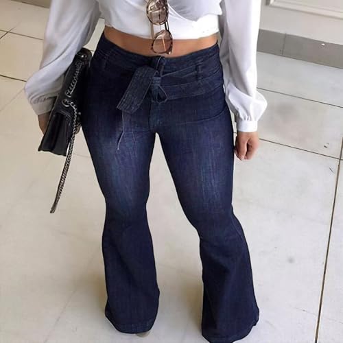 KDF High Waisted Flare Jeans for Women Bell Bottom Jeans with Belt for Women Stretch Wide Leg Jeans3