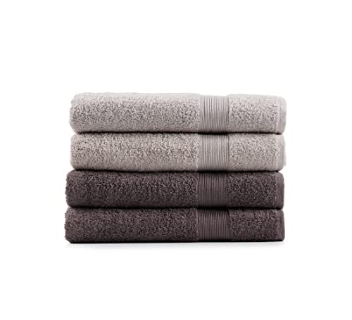 Ensemble de serviettes de bain 550 g/m² (70 x 140 cm) - Serviettes en coton pour hôtels et spas, douceur et absorption maximales (4 pièces) Cover