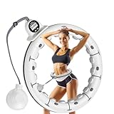 【2025新登場】スマートフラフープ サイズ調節可能（65～110cm）で大人からお子様までご利用可能！カウント機能で目標設定がしやすく、落ちにくい設計で続けやすい。組み立て簡単なダイエットフープ。エクササイズやフィットネスに最適なダイエット器具です。初心者向け (白)