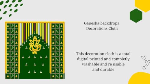 Image of varamahalakshmi Backdrop | Lakshmi Pooja Backdrop Cloth | Ganesha backdrops Decorations Cloth | Pooja Backdrop Cloth (gy Ganesh (5x5 ft)) vinayaka Backdrop Decoration