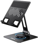 JETech Tablet Stand, Adjustable Swivel Desktop Holder with 360 Degree Rotating Base, Foldable Cradle for iPad/iPad Air/Pro/Mini, Galaxy Tab A11/A9/S11/S10 FE, Tab/Phones(4-13"), Black