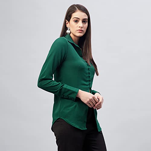 Image of Carlton London Women's Polyester Solid Regular Fit Shirt