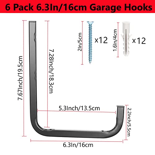 Garage Storage Hook, 6.3 Inch Heavy Duty Wall Mount Utility Hanger #TOP1