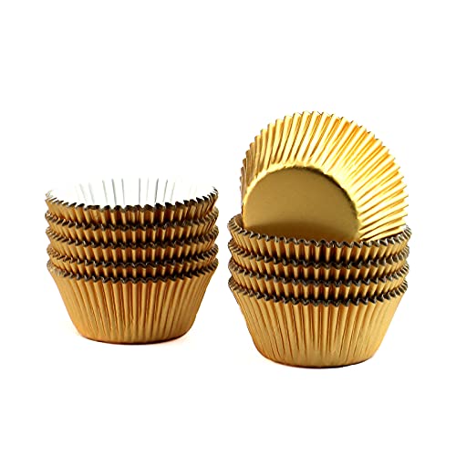 Keeposs Gold Foil Metallic Cupcake Liners Wrappers Baking Cups Standard Size, 200-Count #TOP1