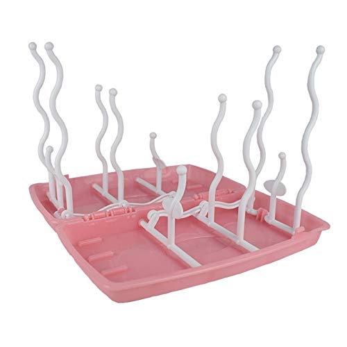Estante de Secado para Almacenamiento de árboles, Estante para pezones, Chupete para bebé, Soporte para Tazas de alimentación, Limpieza de biberones, secador, escurridor - Rejilla de Secado Rosa